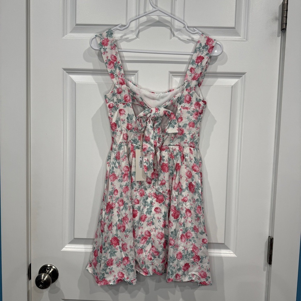 Altar'd State White Mini Dress with Pink Floral Print Size XXS‎ - Picture 6 of 6